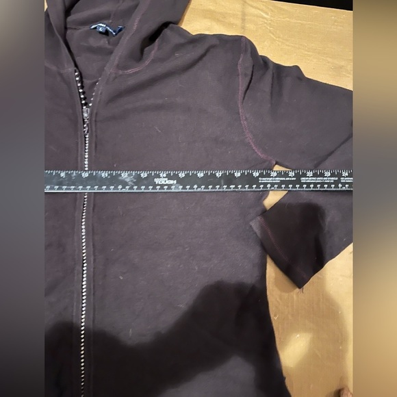 Bijou Jeans size large dark brown hooded sweater rhinestone zip front - Picture 6 of 14